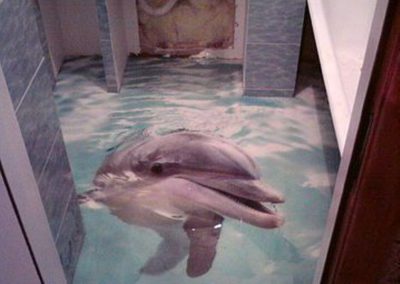 Plancher en vrac avec effet optique Ceux qui veulent remplir le sol en polymère dans la salle de bain ont une tonne d'options créatives