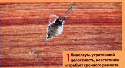 Section endommagée de linoléum Section endommagée de linoléum