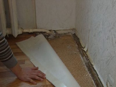 La surface sous l'ancien linoléum doit être soigneusement nettoyée. La surface sous l'ancien linoléum doit être soigneusement nettoyée.