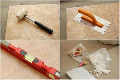 Marteau en caoutchouc, truelle dentelée, niveau, croix en plastique - tout cela, vous aurez certainement besoin lors de la pose de carreaux Marteau en caoutchouc, truelle dentelée, niveau, croix en plastique - tout cela, vous aurez certainement besoin lors de la pose de carreaux