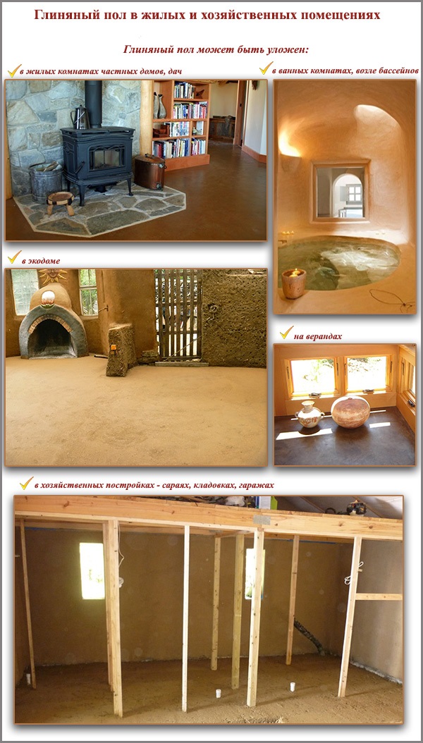 Plancher d'argile dans les pièces résidentielles et utilitaires Plancher d'argile dans les pièces résidentielles et utilitaires