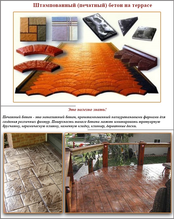 Béton estampé (imprimé) sur la terrasse Béton estampé (imprimé) sur la terrasse