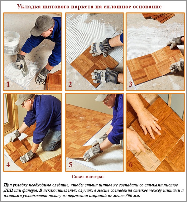 Pose de parquet bouclier sur une base solide Pose de parquet bouclier sur une base solide