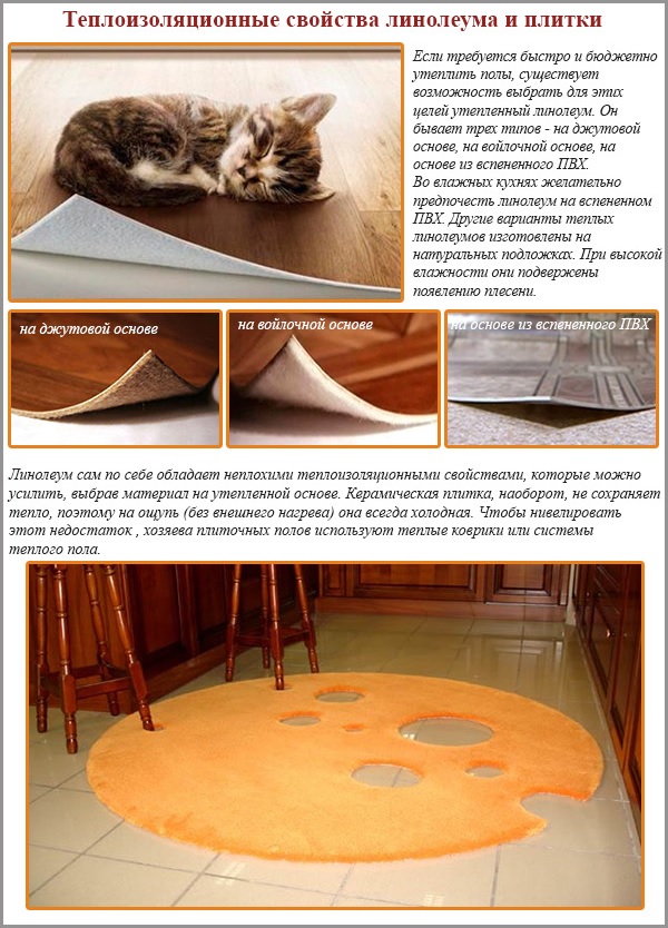 Propriétés d'isolation thermique du linoléum et des carreaux Propriétés d'isolation thermique du linoléum et des carreaux