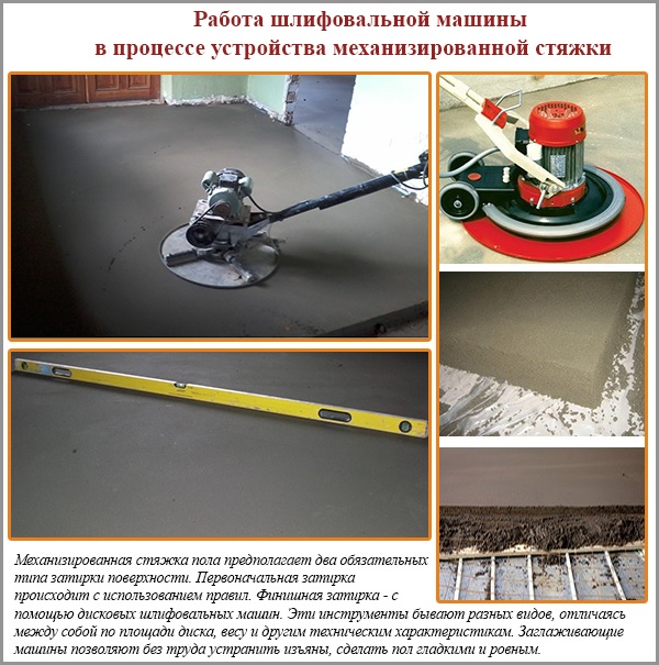 Le travail de la rectifieuse en cours de chape mécanisée Le travail de la rectifieuse en cours de chape mécanisée