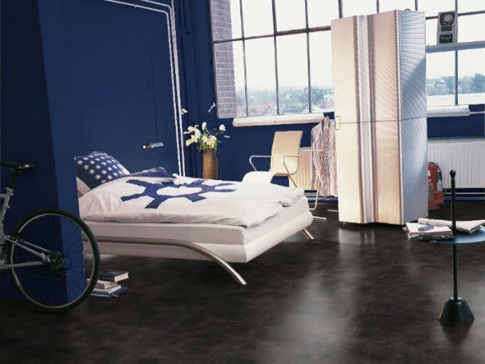 Conception de salle d'adolescent avec sol sombre