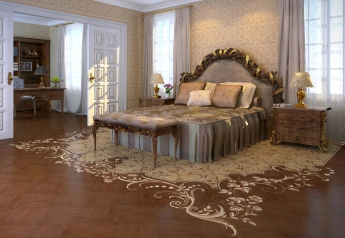 Parquet artistique dans la chambre