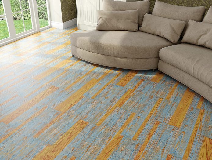 Stratifié jaune et bleu