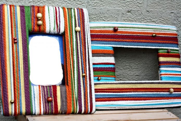 Cadre photo en fil de laine