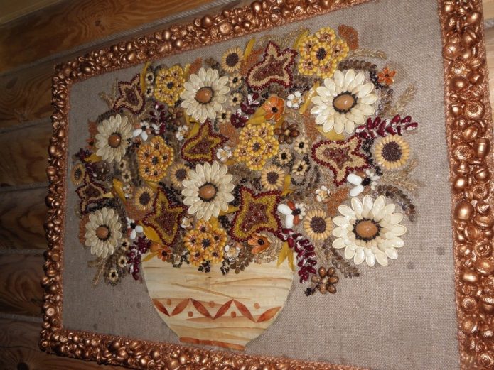 Peinture de céréales et graines sur toile