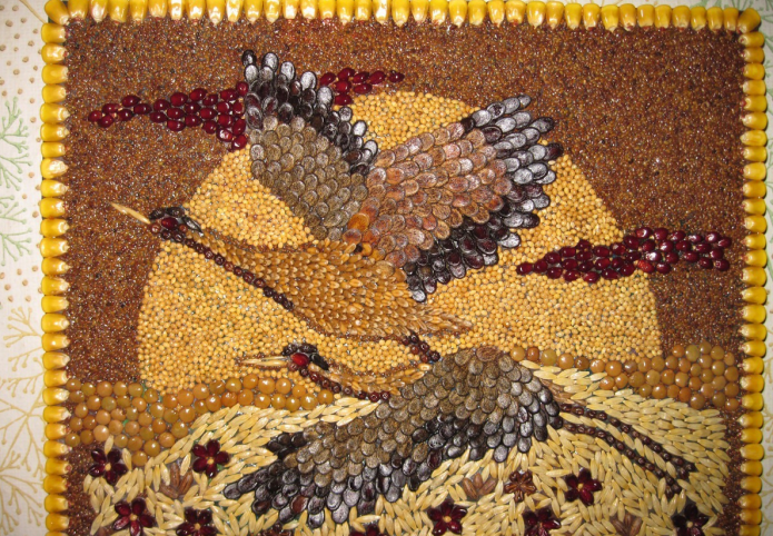 Panneau de céréales et graines multicolores