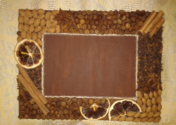 Cadre photo à partir de produits en vrac