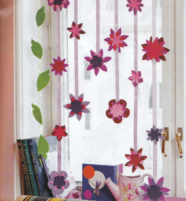 Rideaux de fleurs en papier pour chambre d'enfant