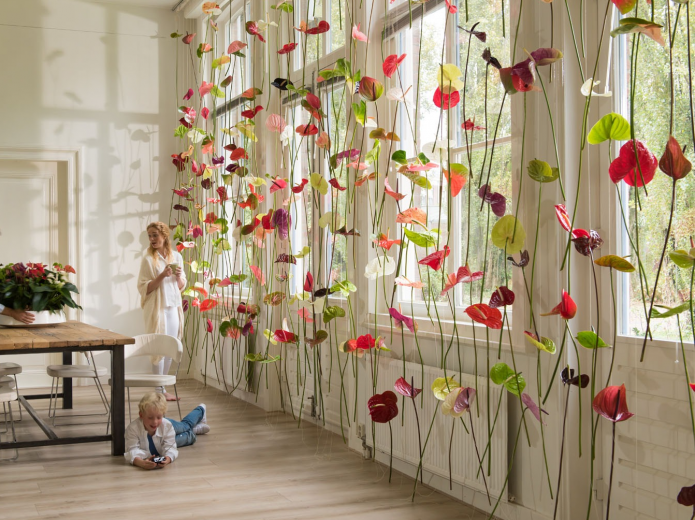 Rideaux de fleurs en papier