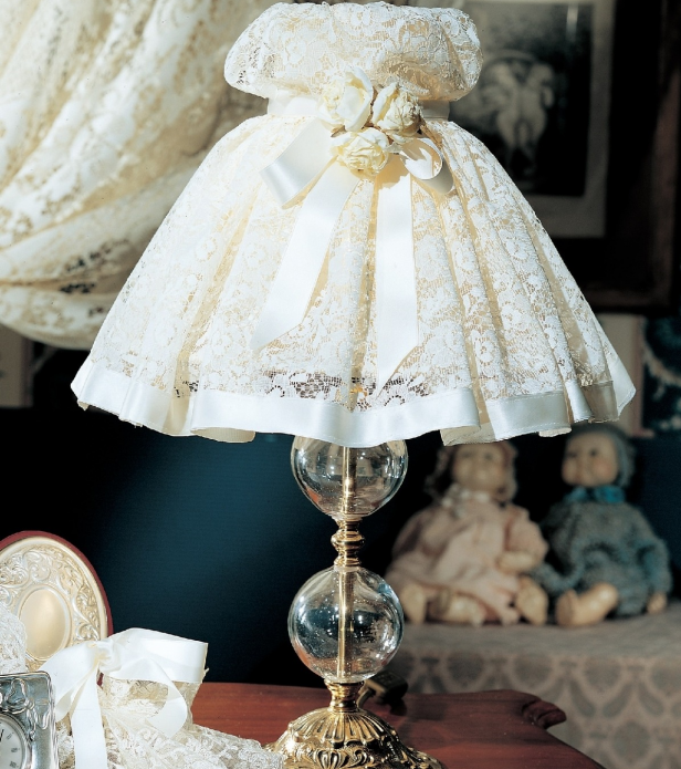 abat-jour en tissu dentelle
