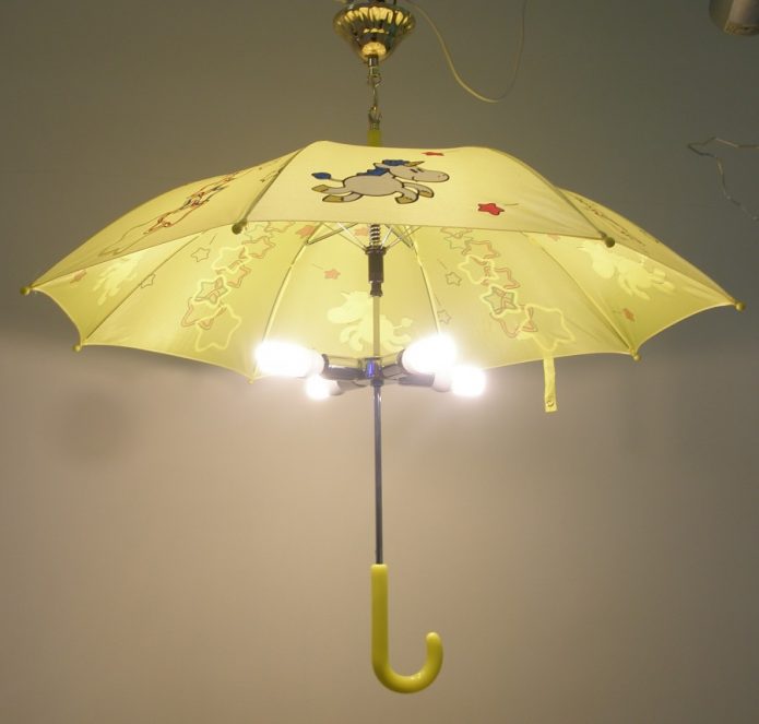 Lampe d'un parapluie dans une chambre d'enfant