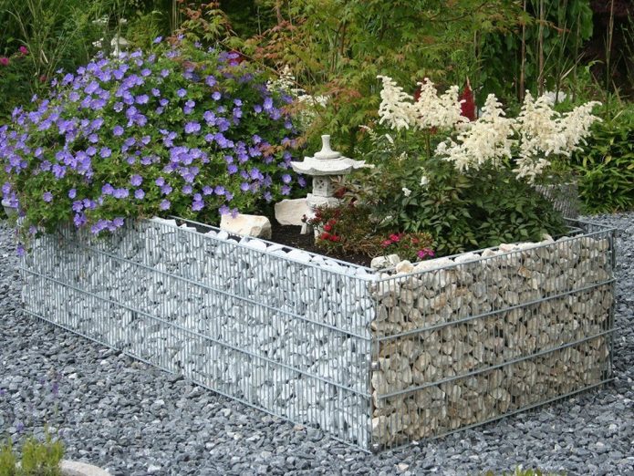 Bordure de plates-bandes de gabions