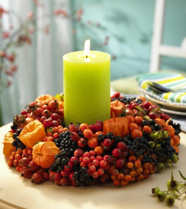 Décor bougies baies de rowan