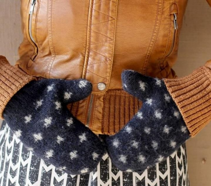 Mitaines d'un vieux pull