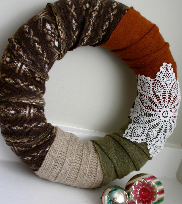 Couronne du Nouvel An de vieux chandails