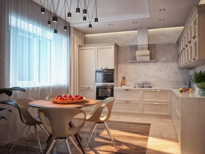 La combinaison de carreaux et de stratifié léger dans la cuisine