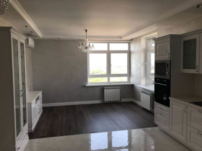 Plancher combiné dans la cuisine