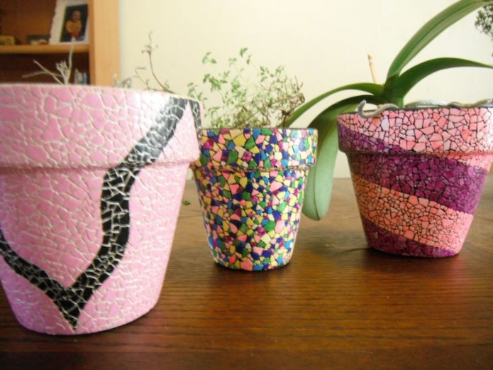 Décor de pots en coquille d'oeuf