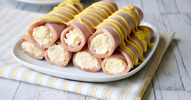 Rouleaux de jambon à l'ail et au fromage